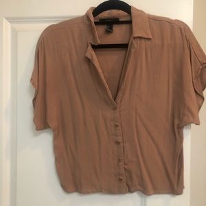 Tan short sleeve blouse